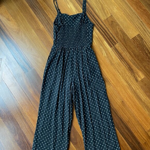 Old Navy Sz XS Spaghetti Strap Black / White Polka Dot Jumpsuit - Picture 3 of 8